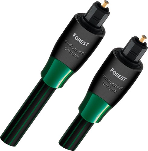 AudioQuest - Forest Optical 4.9' Digital Toslink Fiber-Optic Cable + Mini-Adaptor with Toslink to Toslink Connectors - Green on Black