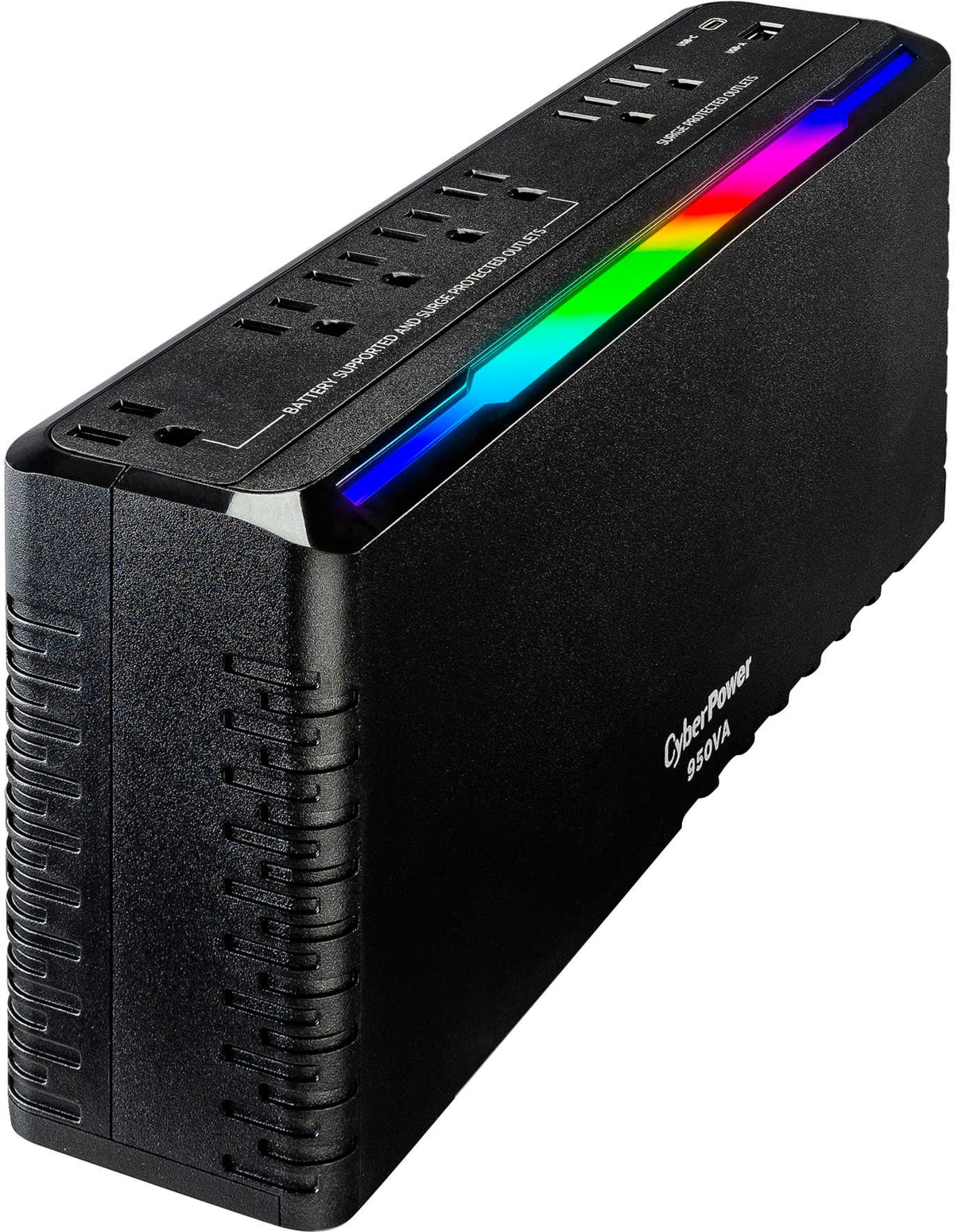 CyberPower - GX950UC Gaming UPS System with RGB Lighting and USB Charging Ports - Black