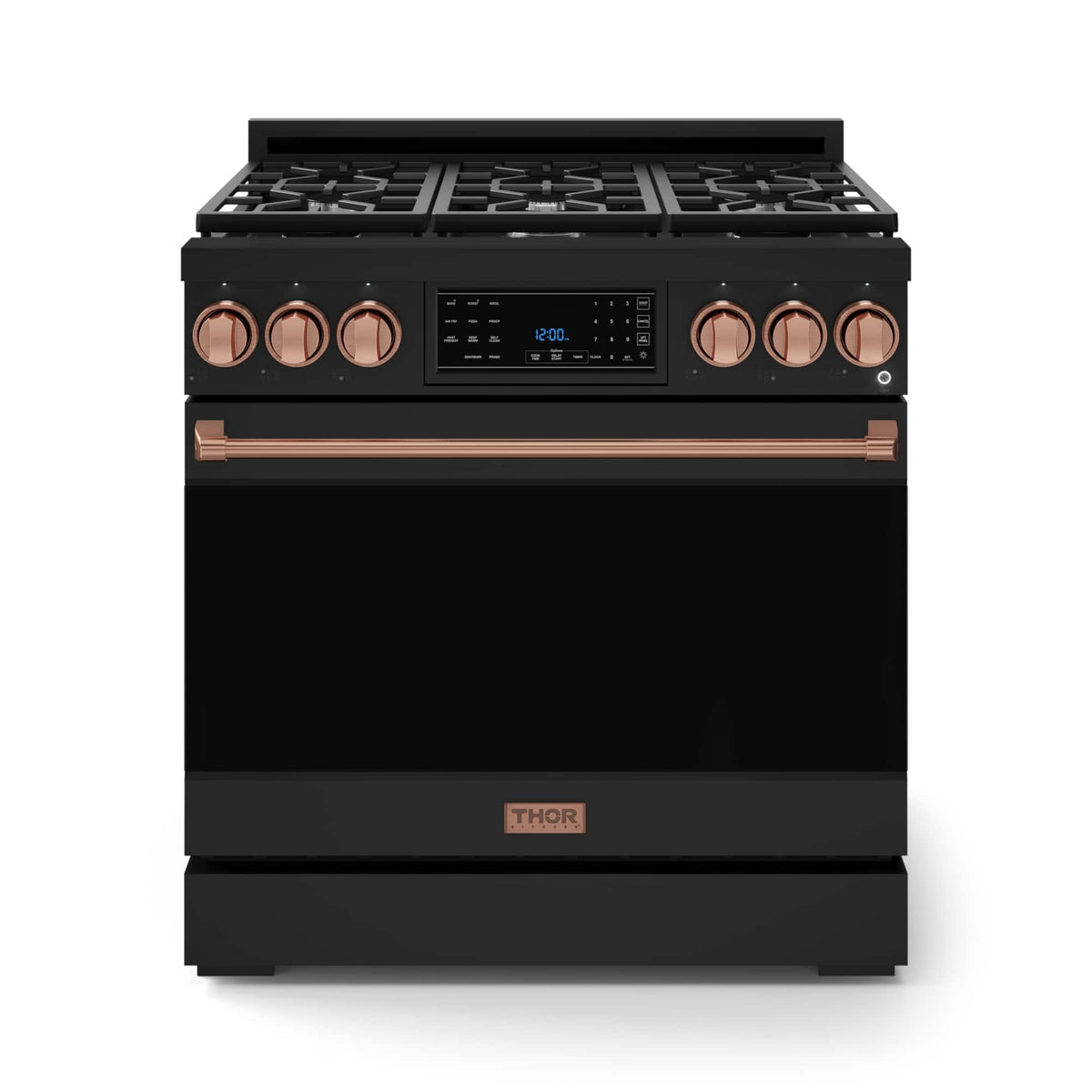 36 in. Wide 6 Burner Gordon Ramsay Series by Thor Kitchen 6.0 Cu. Ft Freestanding LP Gas Range with Rose Gold Hardware - Black