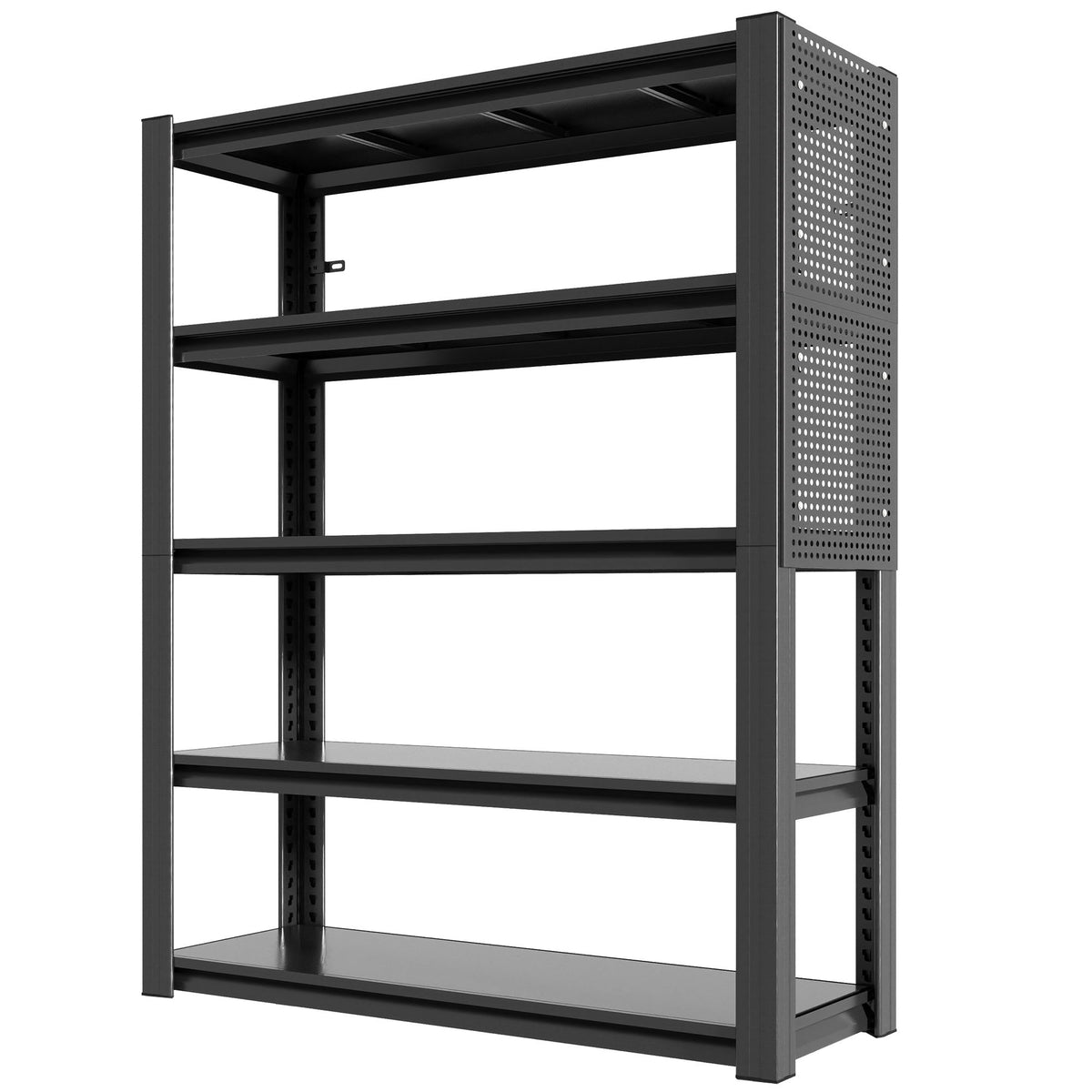 Estantería industrial de 5 niveles ajustable con panel perforado, almacenamiento de alta resistencia