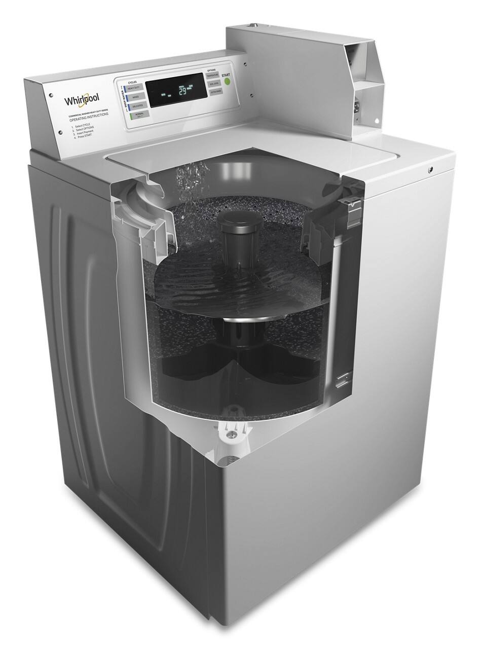 Whirlpool - 3.3 Cu. Ft. Commercial Top-Load Washer with Factory-Installed Coin Drop and Coin Box - White