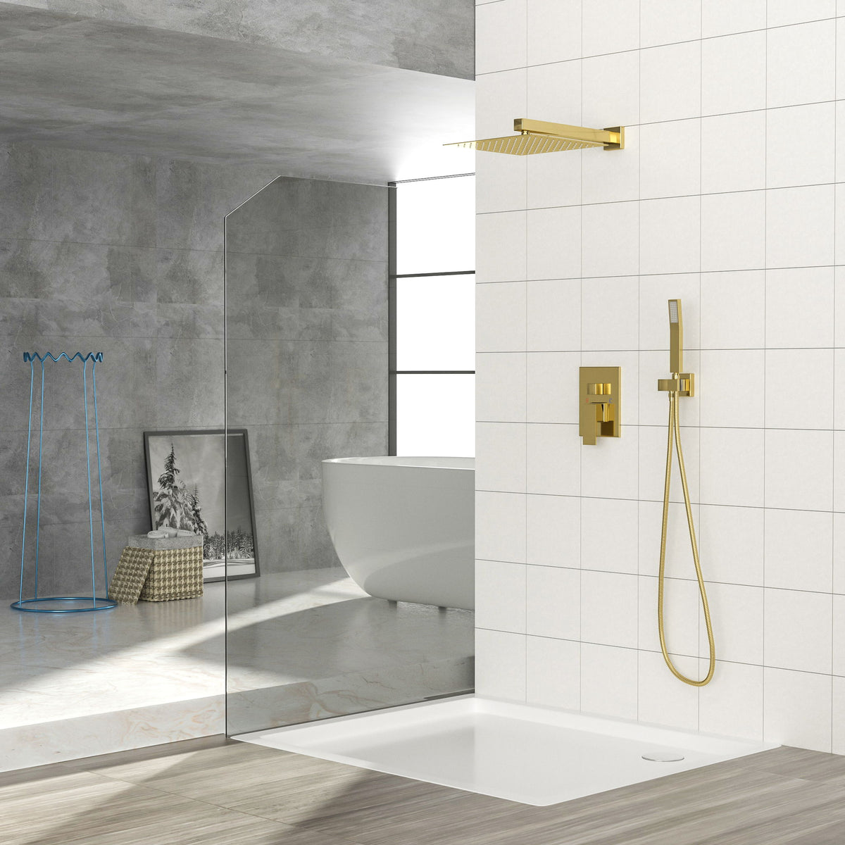 Dual Shower Head 10" Wall Mounted Square Shower System