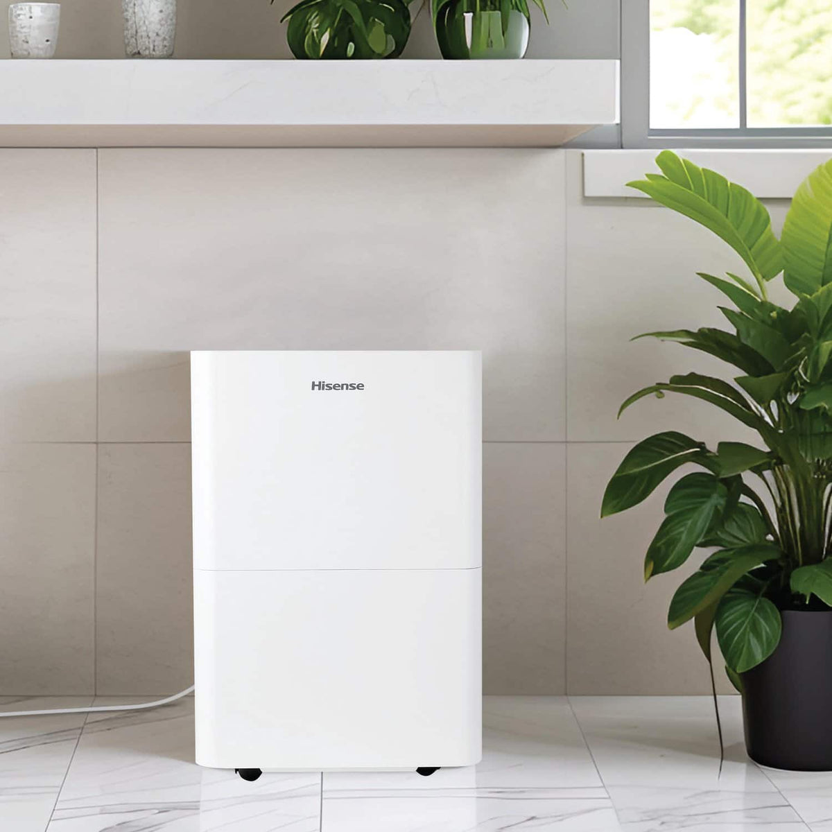 Hisense - 35 Pint 3000 Sq. Ft. 8 quarts Bucket Capacity Compact Dehumidifier with Slide-Out Bucket - White
