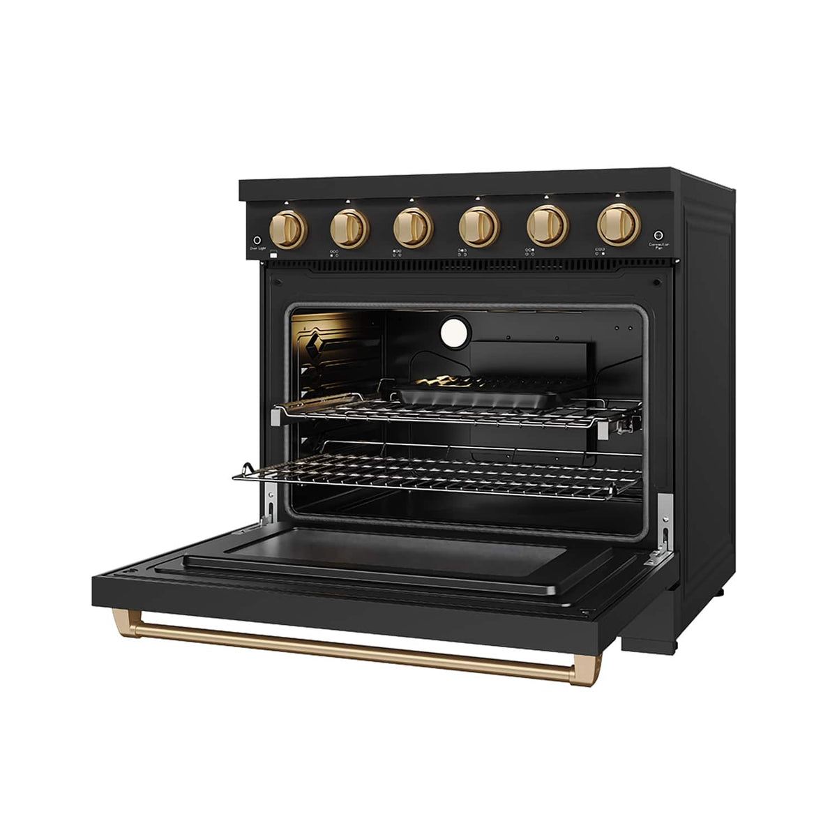 36 in. Wide 5 Elements Gordon Ramsay Series by Thor Kitchen 6.0 Cu. Ft Freestanding Electric Range with Bronze Hardware - Black