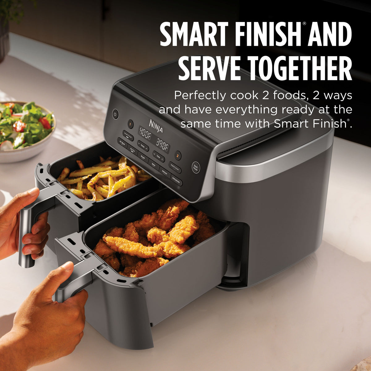 Ninja - DualZone 6-in-1 8-QT Dual Air Fryer - Black