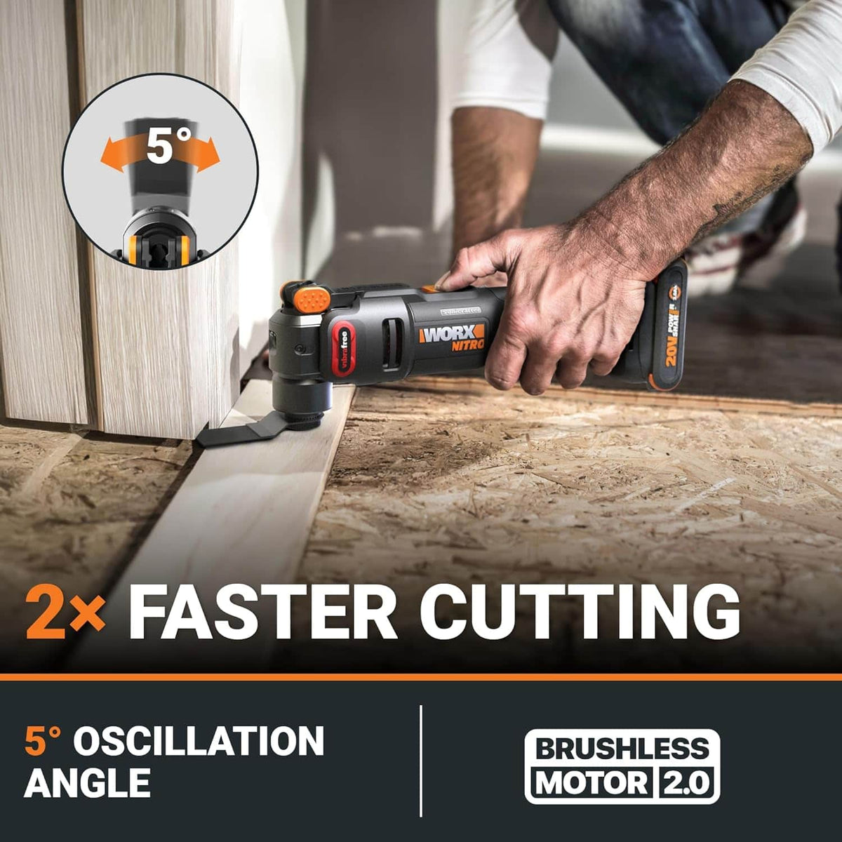 WORX - Nitro WX698L 20V Cordless Oscillating Tool with VibraFree Technology (Battery & Charger Included) - Black