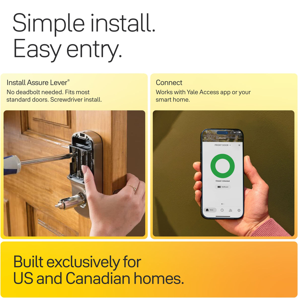 Yale - Assure Lock - Smart Lock Wi-Fi Lever with Touchscreen Keypad | Key Access - Black Suede