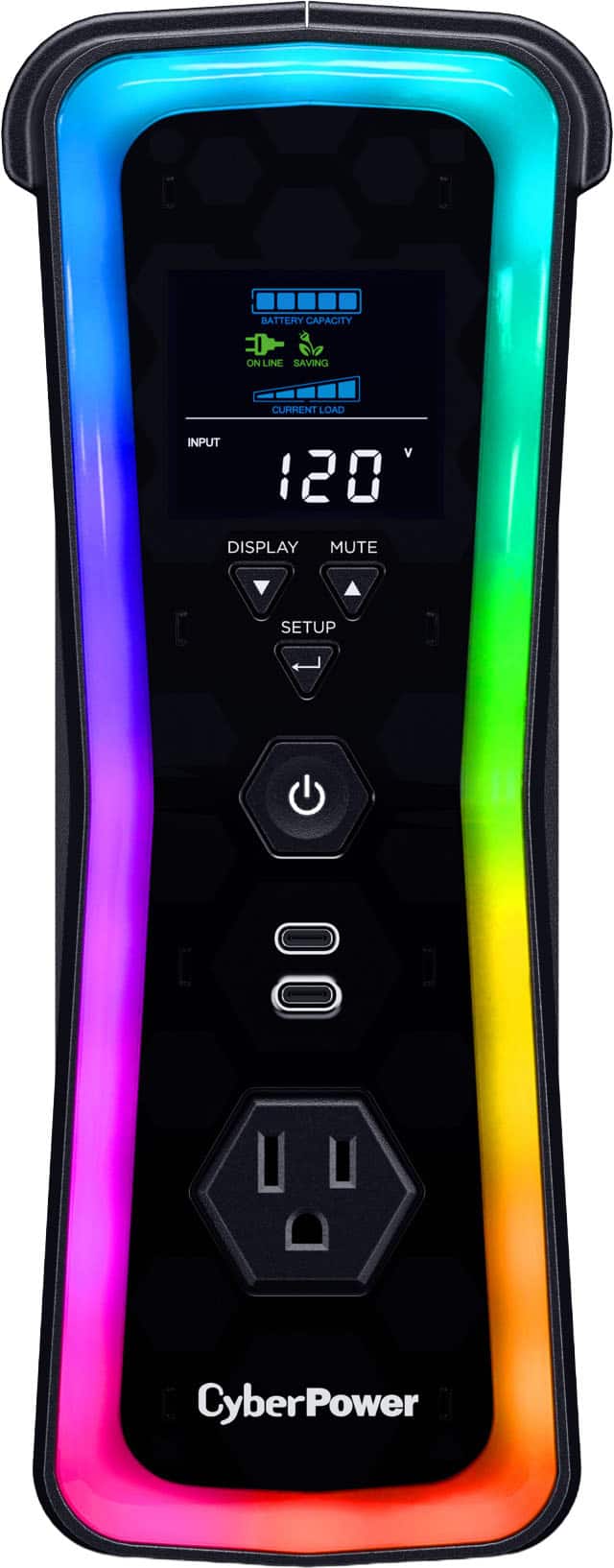 CyberPower - GX150C2 Gaming UPS Battery Backup with RGB Lighting, Sine Wave Output, and USB Charging Ports - Black