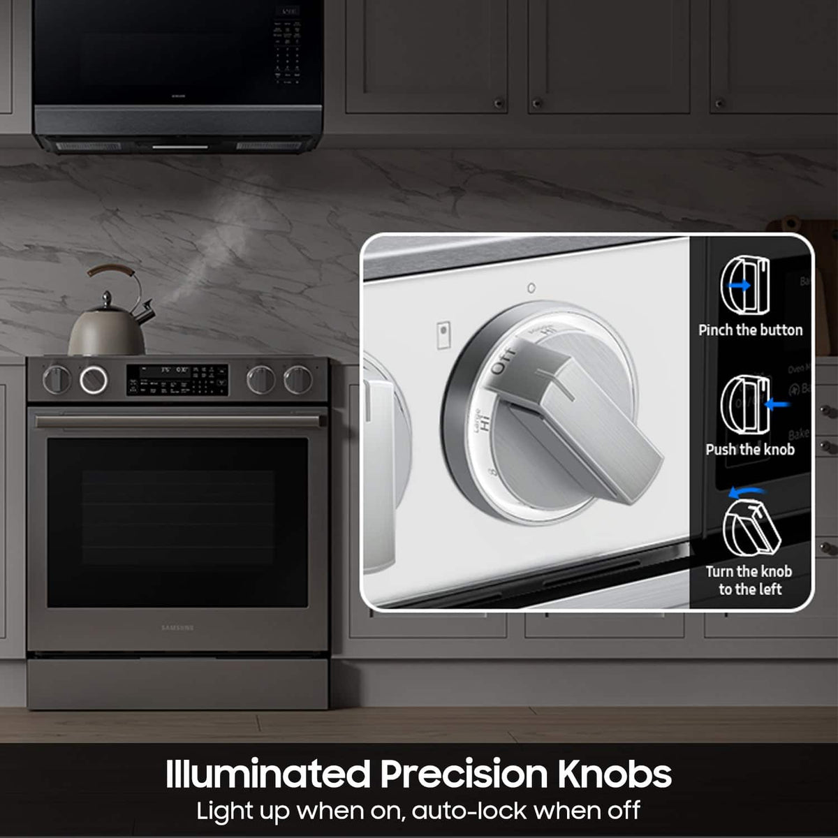 Samsung - 30 in. Wide 4 Burner 6.3 cu. ft. Bespoke Smart Slide-In Electric Range with Illuminated Precision Knobs - White Glass