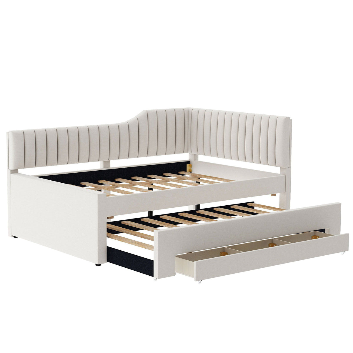 Upholstered Daybed With Trundle And 3 Drawers