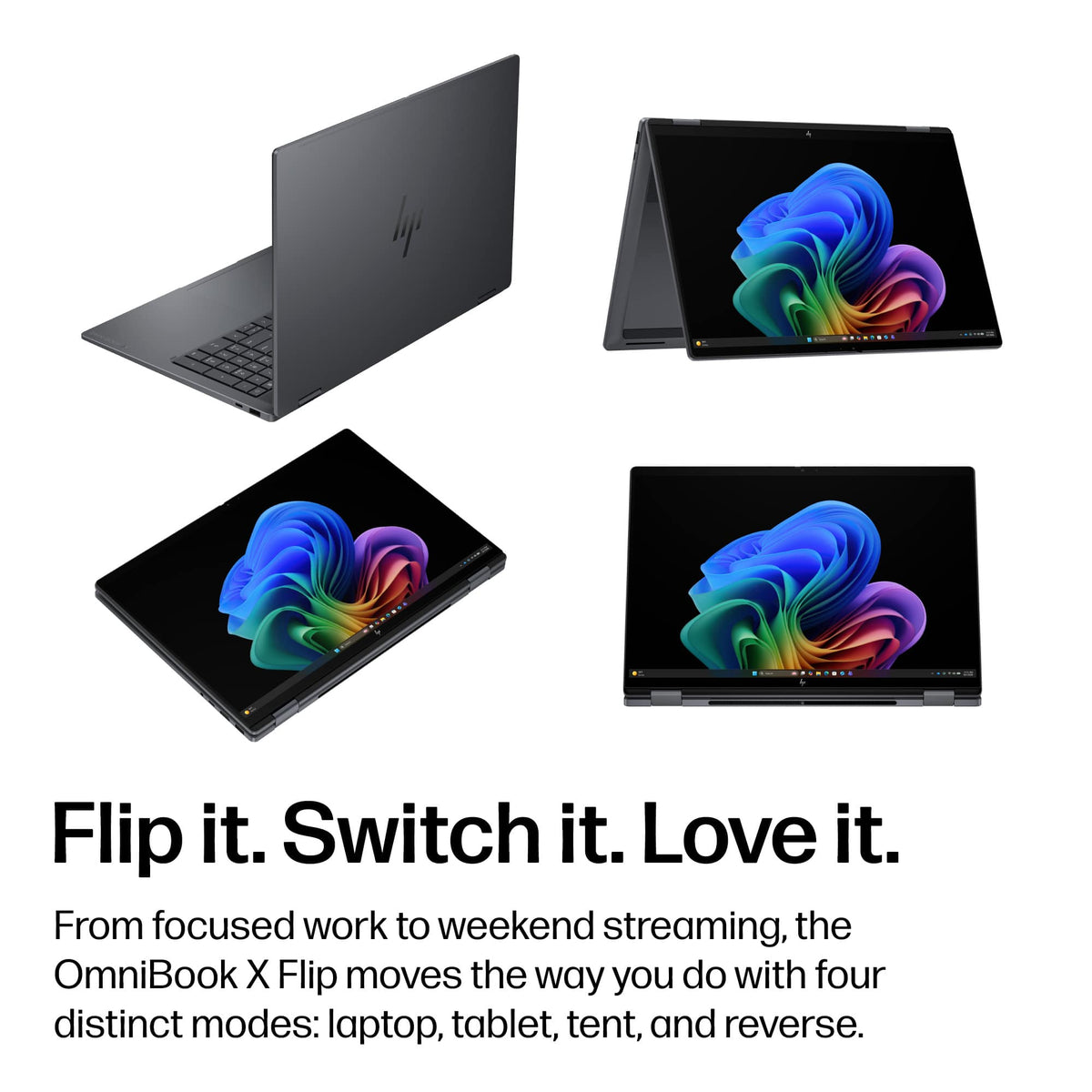 HP - OmniBook X Flip 2-in-1 - 16" 2K OLED Touchscreen Laptop - Intel Core Ultra 5 (2026) - 16GB Memory - 512GB SSD - Copilot+ - Eclipse Gray