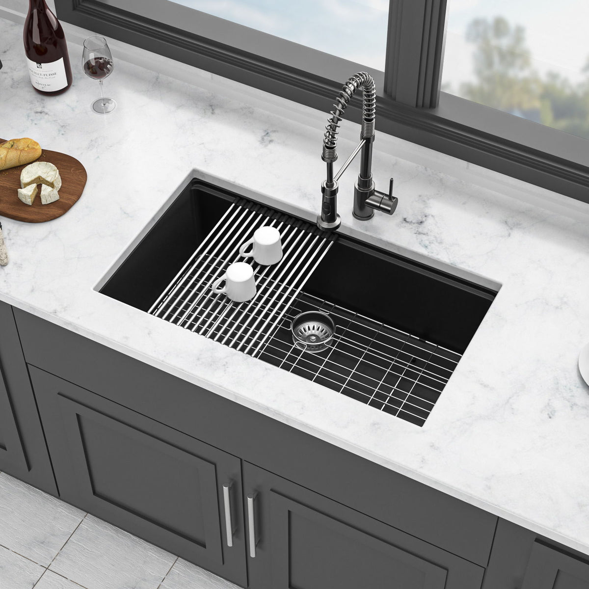 Quartz Kitchen Sink, Granite Composite Workstation Undermount