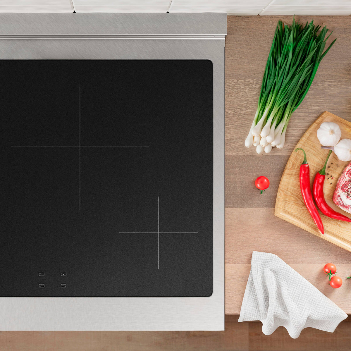 ZLINE - 30 in. Wide 4 Elements Autograph 4.2 Cu.Ft. Paramount Freestanding Induction Range in Satin Steel with Black Accents - Matte White