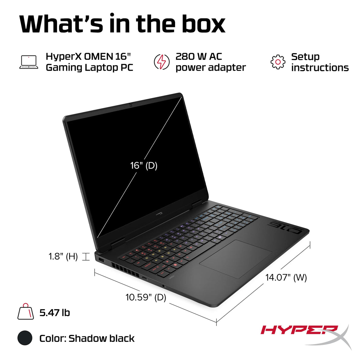 HyperX - OMEN 16" 165Hz 2.5K OLED Gaming Laptop - AMD Ryzen 9 8940HX (2025) - 16GB Memory - NVIDIA GeForce RTX 5060 - 1TB SSD - Shadow Black