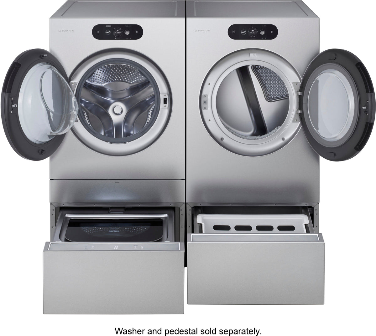 LG - SIGNATURE 9.0 Cu. Ft. Stackable Smart Electric Dryer with Steam and AI Sensor Dry - Brushed Platinum Steel