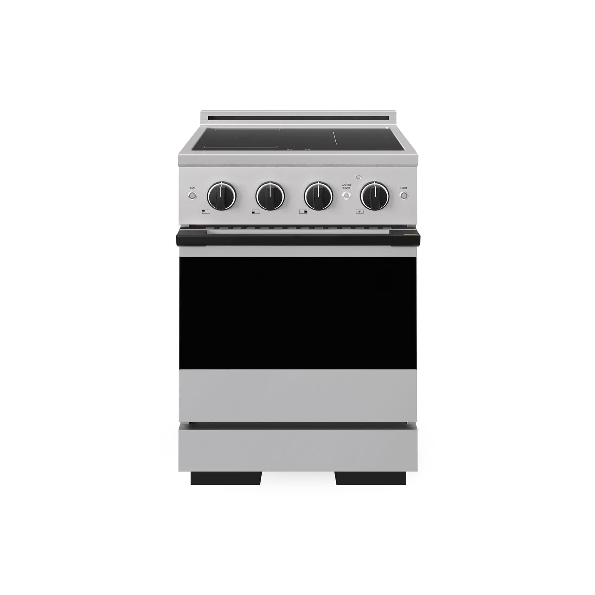 ZLINE - Autograph 24 in. 3.2 cu. ft. Marino Freestanding Induction Range with 3 Burners and Convection Oven w/ Black Accents - Stainless Steel