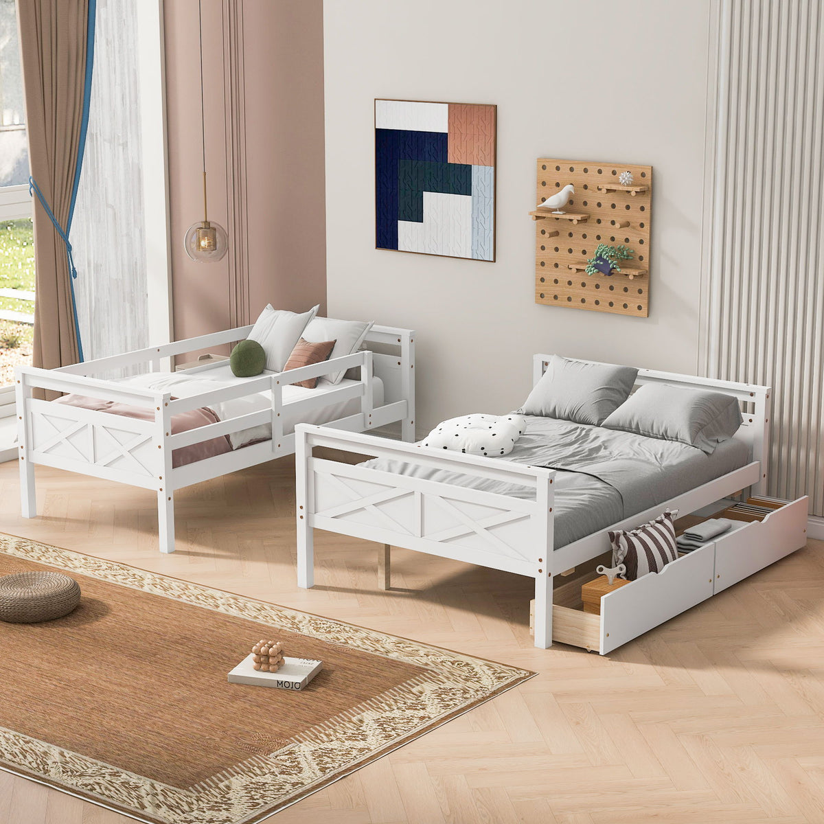 Bunk Bed With Ladder And Safety Guardrail