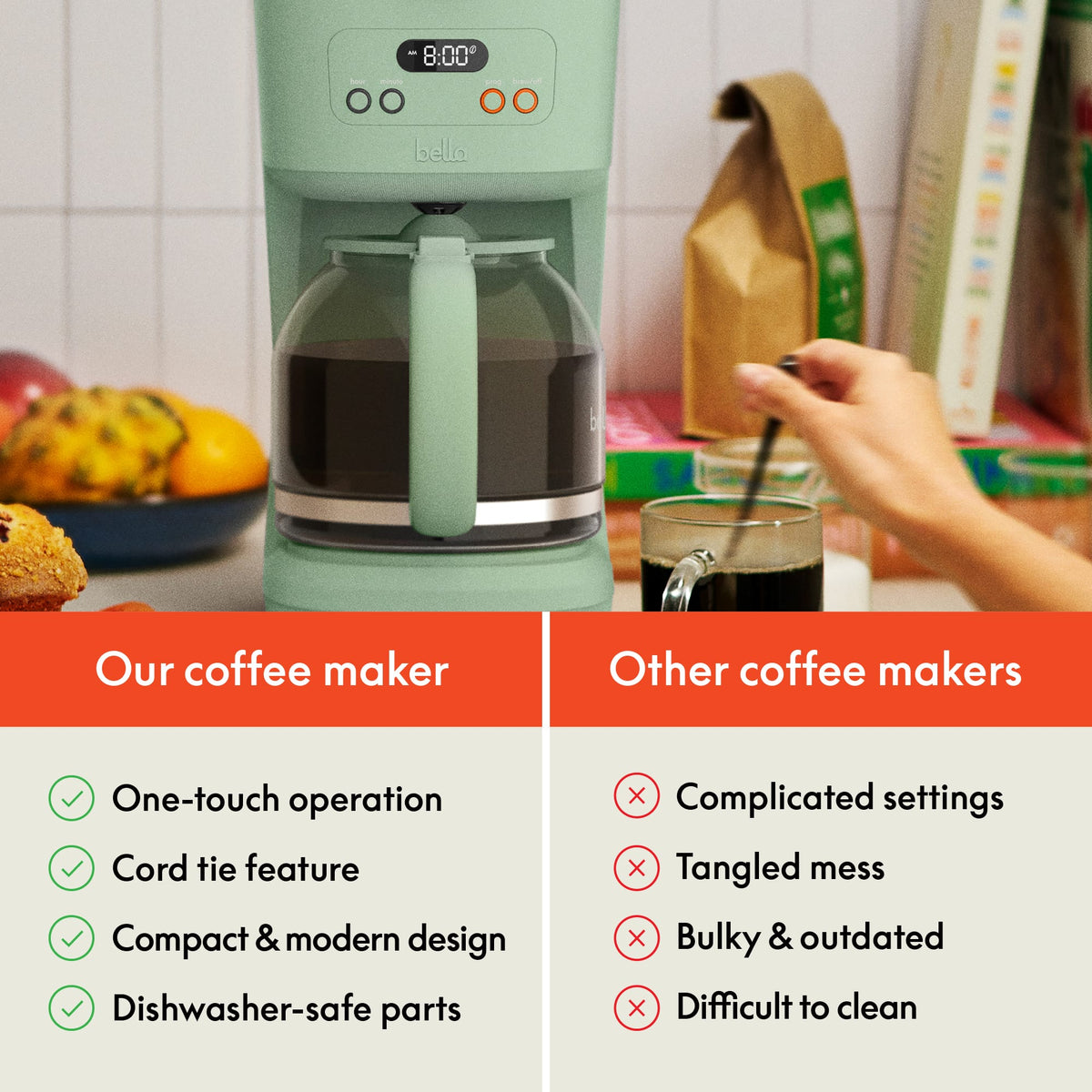 Bella - 12-Cup Programmable Coffee Maker - Seaglass