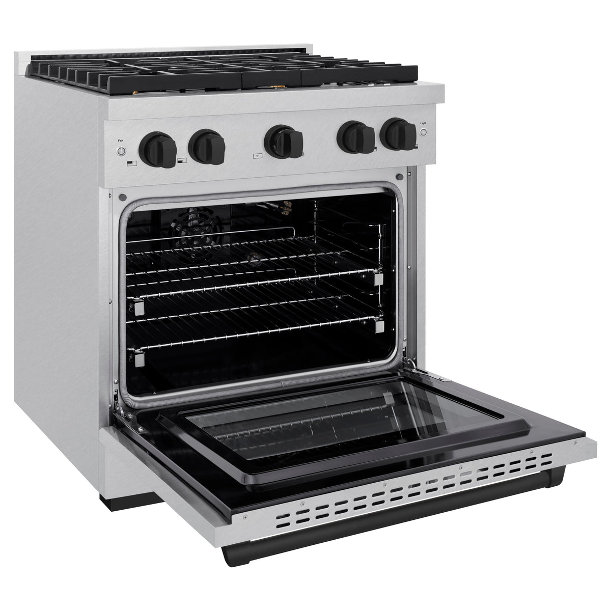 30 in. Wide 4 Burner ZLINE Autograph Paramount Satin Steel Gas Range with Black Accents (SGRSZ-30-MB) - Stainless Steel
