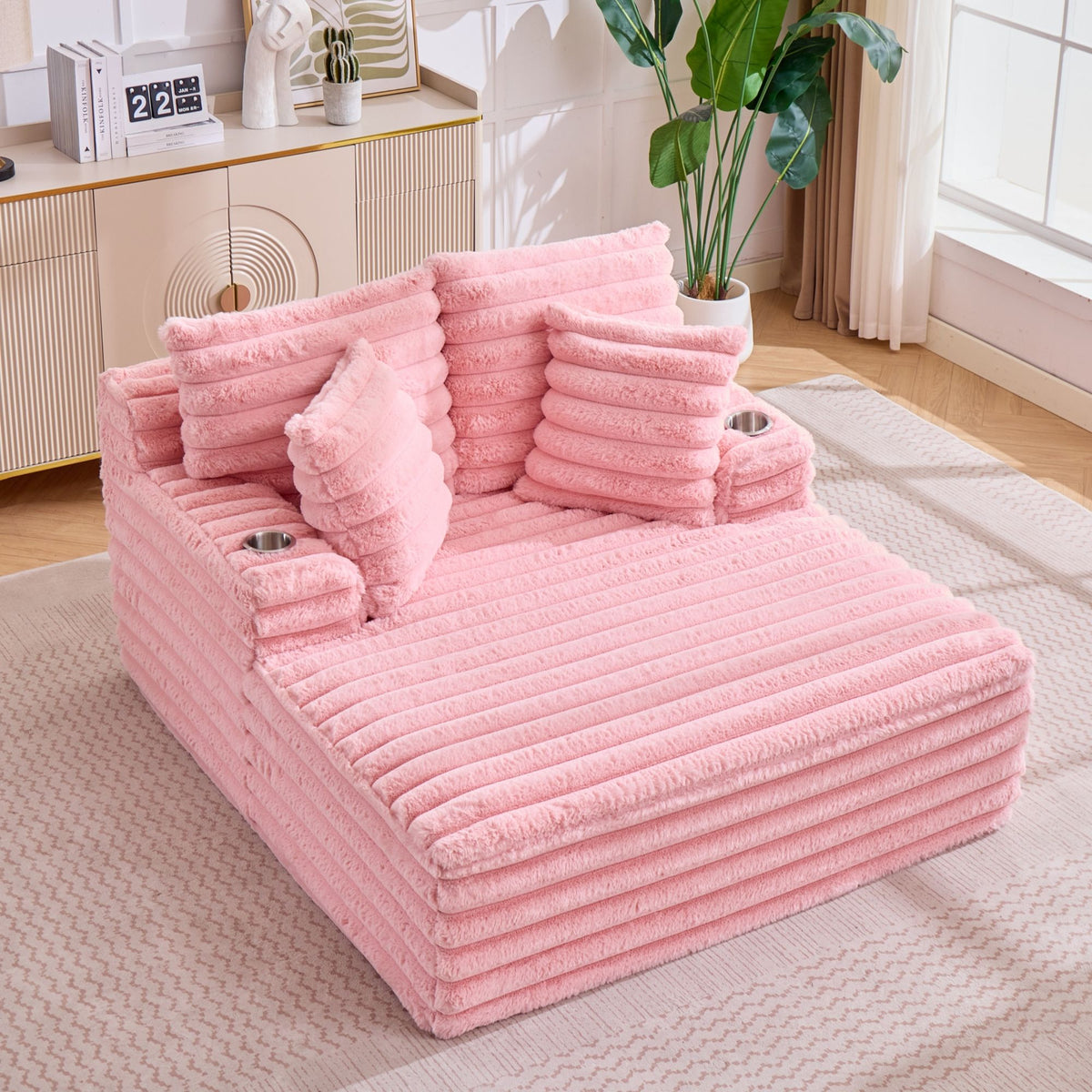 Sillón chaise longue extragrande para interiores con cojines para sala de estar
