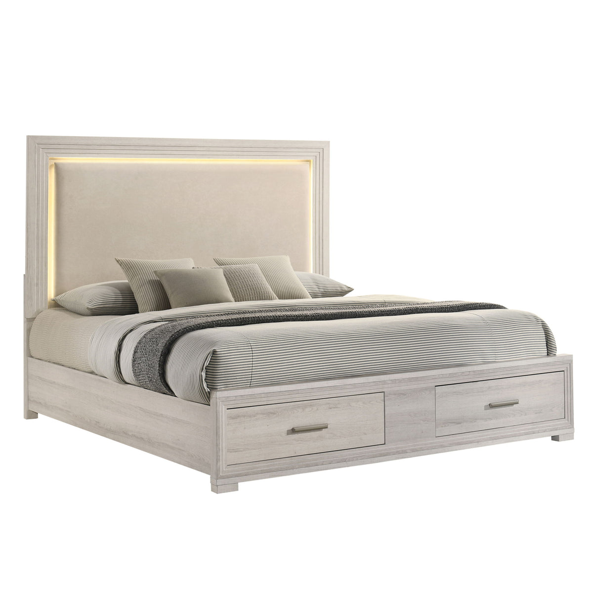 Colorado - Cama con cabecero tapizado con LED