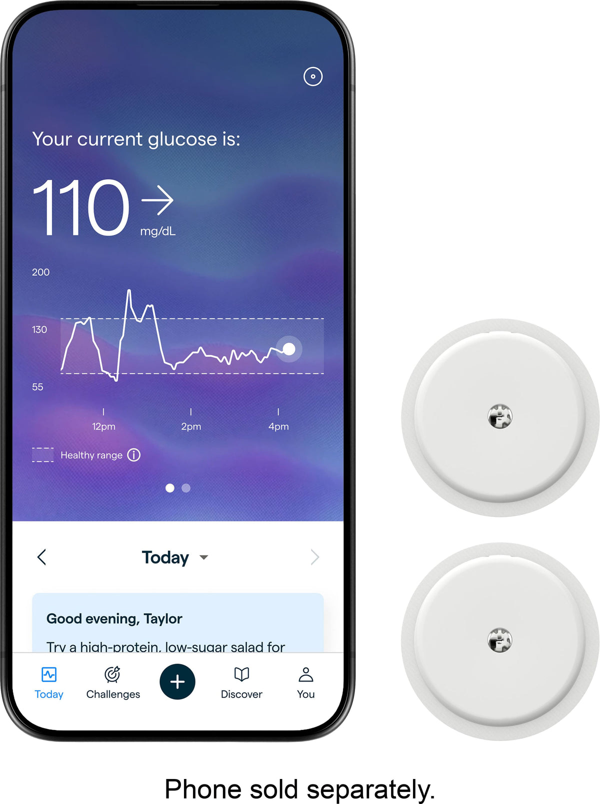 Abbott - Lingo Continuous Glucose Monitor (CGM) & App (Pack of 2). Made by Abbott. Know the impact of what you eat - White