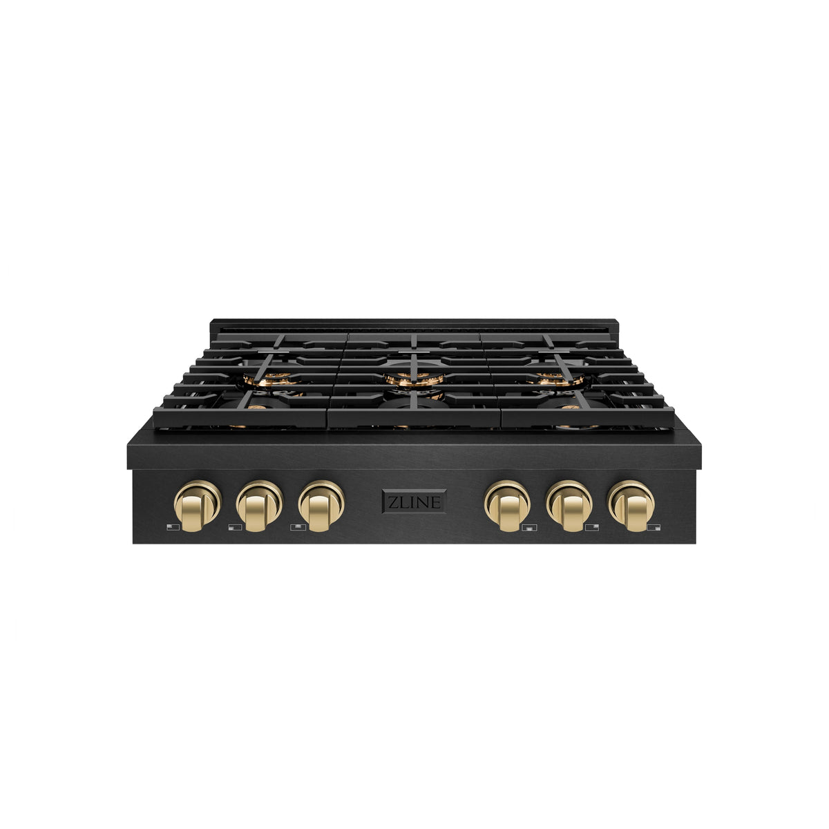 ZLINE - 36 in. Wide 6 Burner AutographParamount DuoPro Gas Rangetop in Black Satin Steel and Bronze Accents (PSRTBSZ-36-CB) - Black Satin Stainless Steel