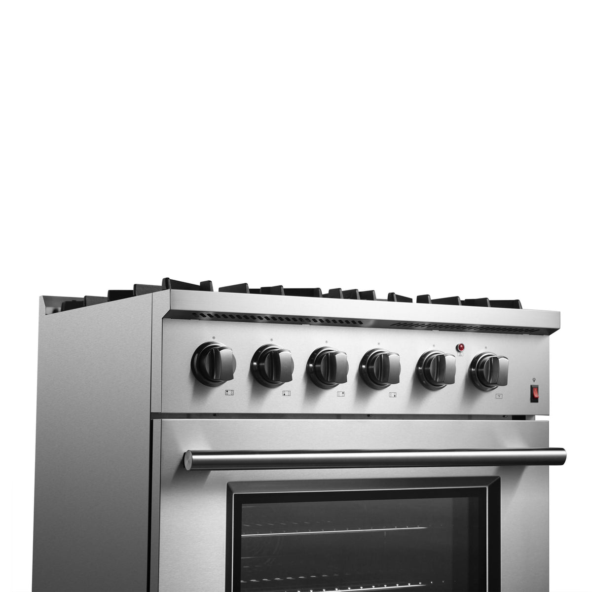 Forno Appliances - 30 in. Wide 4 Burner Marco 4.32 Cu. Ft. Freestanding Dual Fuel Convection Range with Dual Ring Burner - Silver