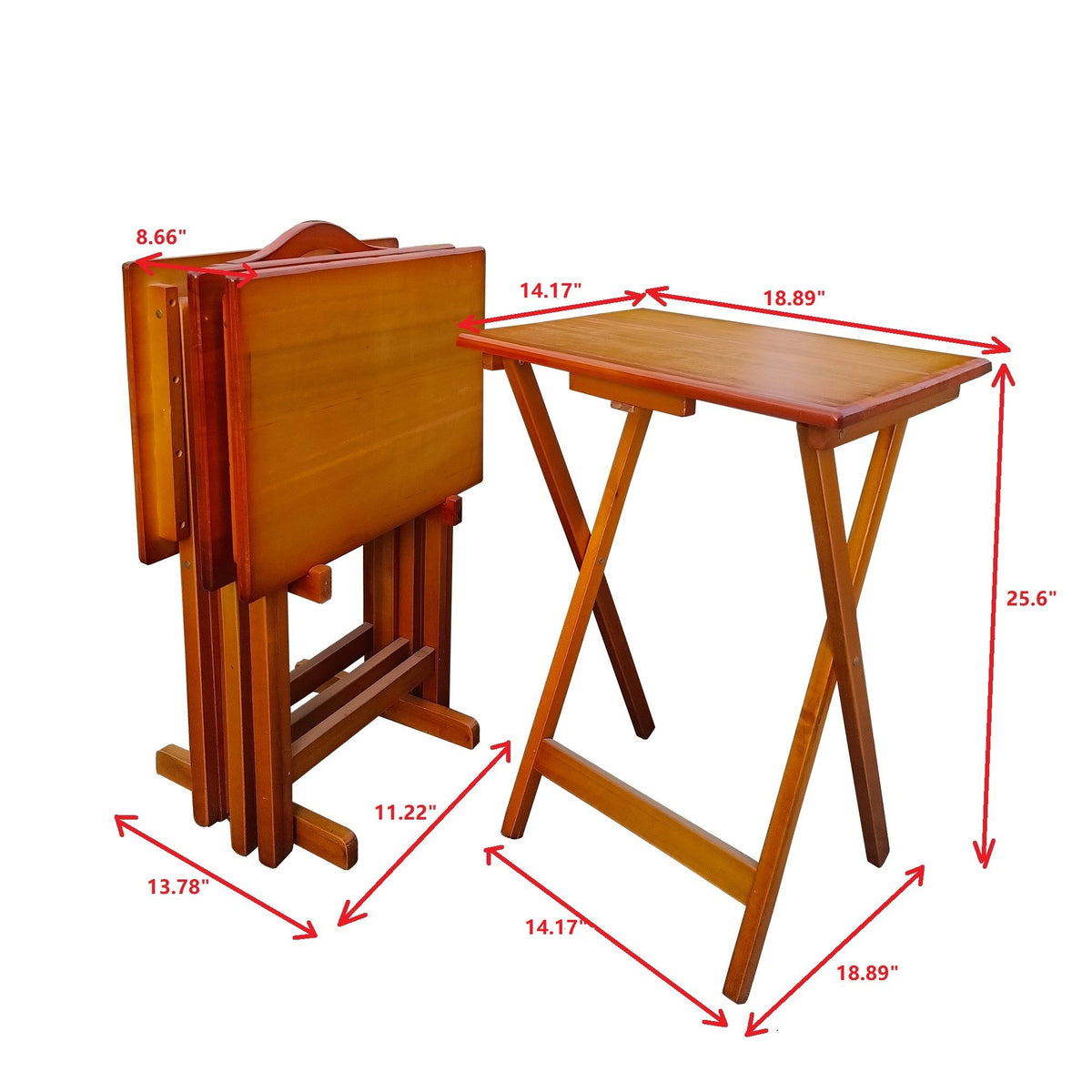 Mesas auxiliares plegables con estante de almacenamiento (juego de 4) - Honey