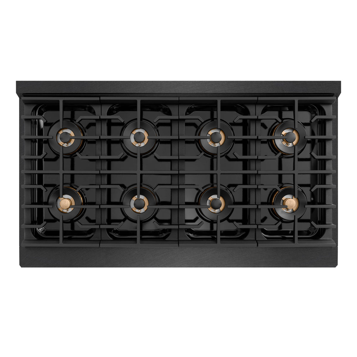 ZLINE - 48 in. Wide 8 Burner Designer 6.7 cu. ft. Double Oven Freestanding DuoPro Gas Range with Black and Bronze Accents - Black Satin Stainless Steel