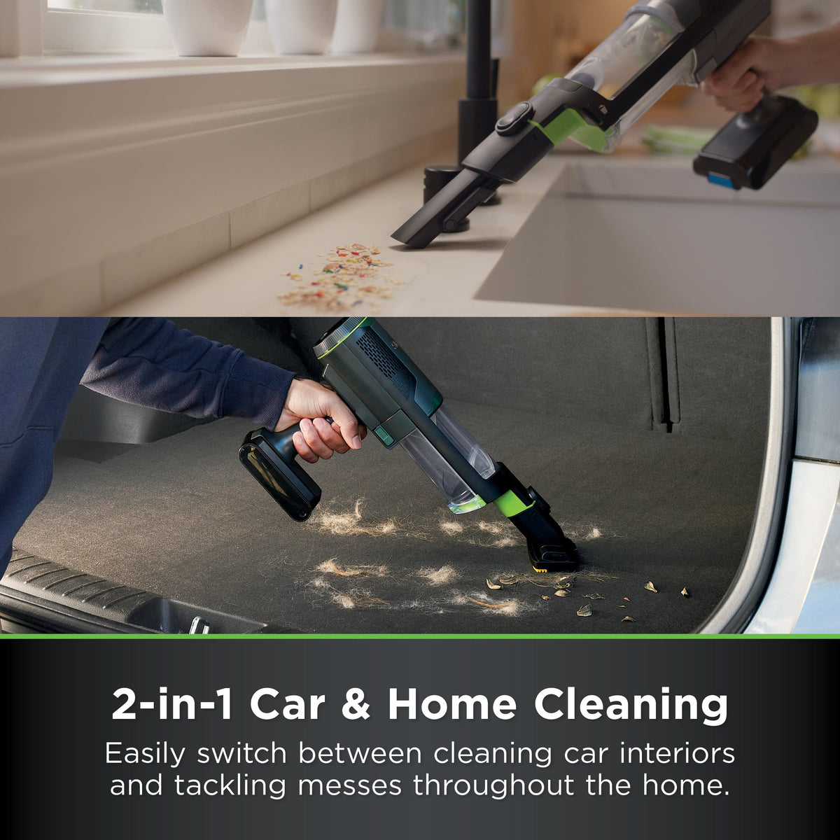 Shark - PowerBoost Cordless 2-in-1 Car/Home Handheld PowerVac - Charcoal + Electric Green