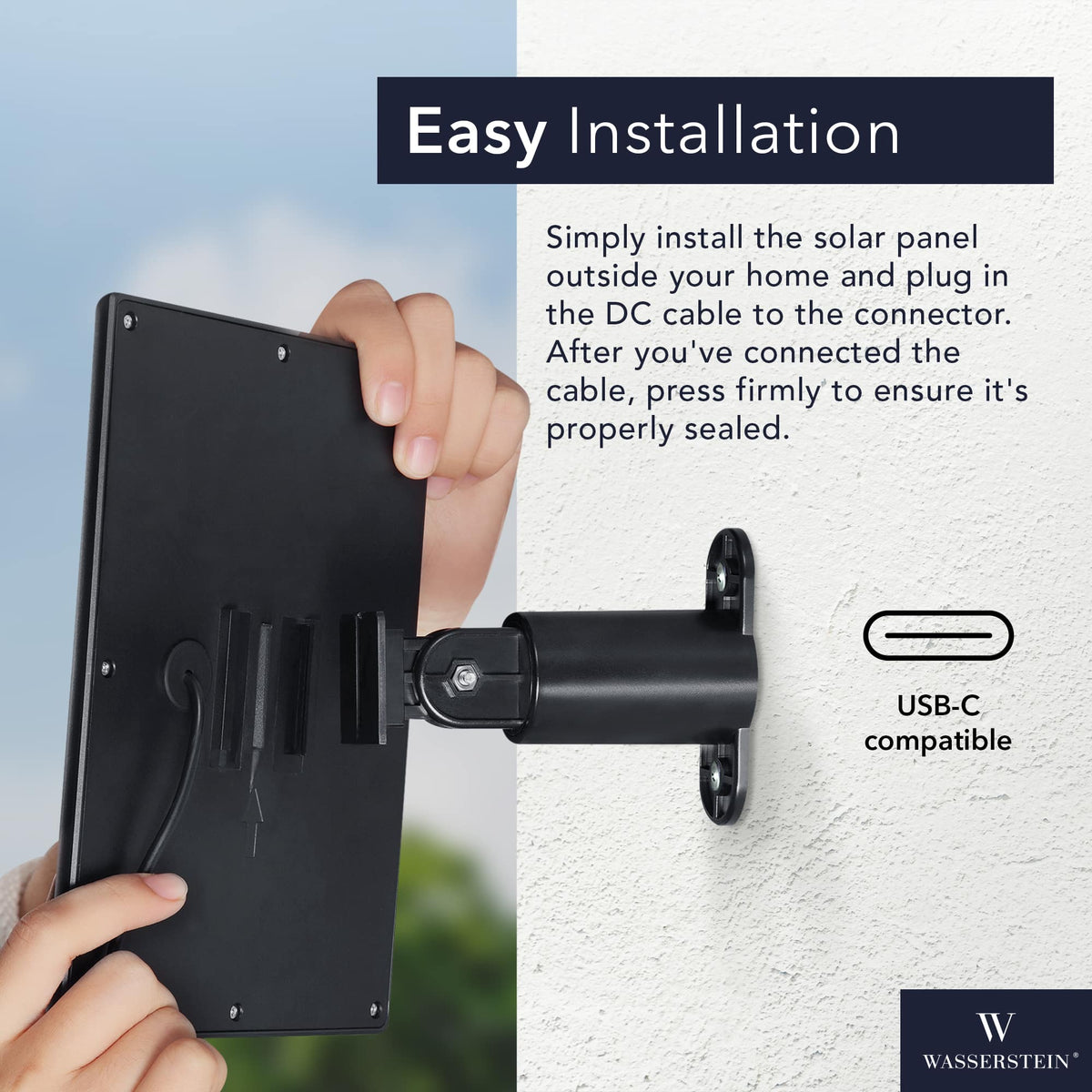 Wasserstein - Solar Panel for Ring Spotlight Camera Battery and Ring Stick Up Camera Battery (2-Pack) - Black