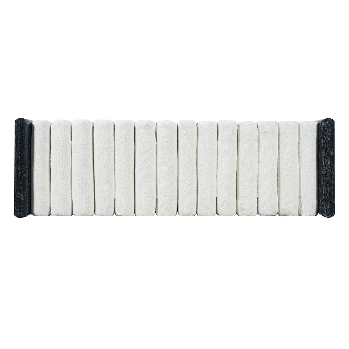 Banco tapizado con cojines enrollados - Negro / Beige