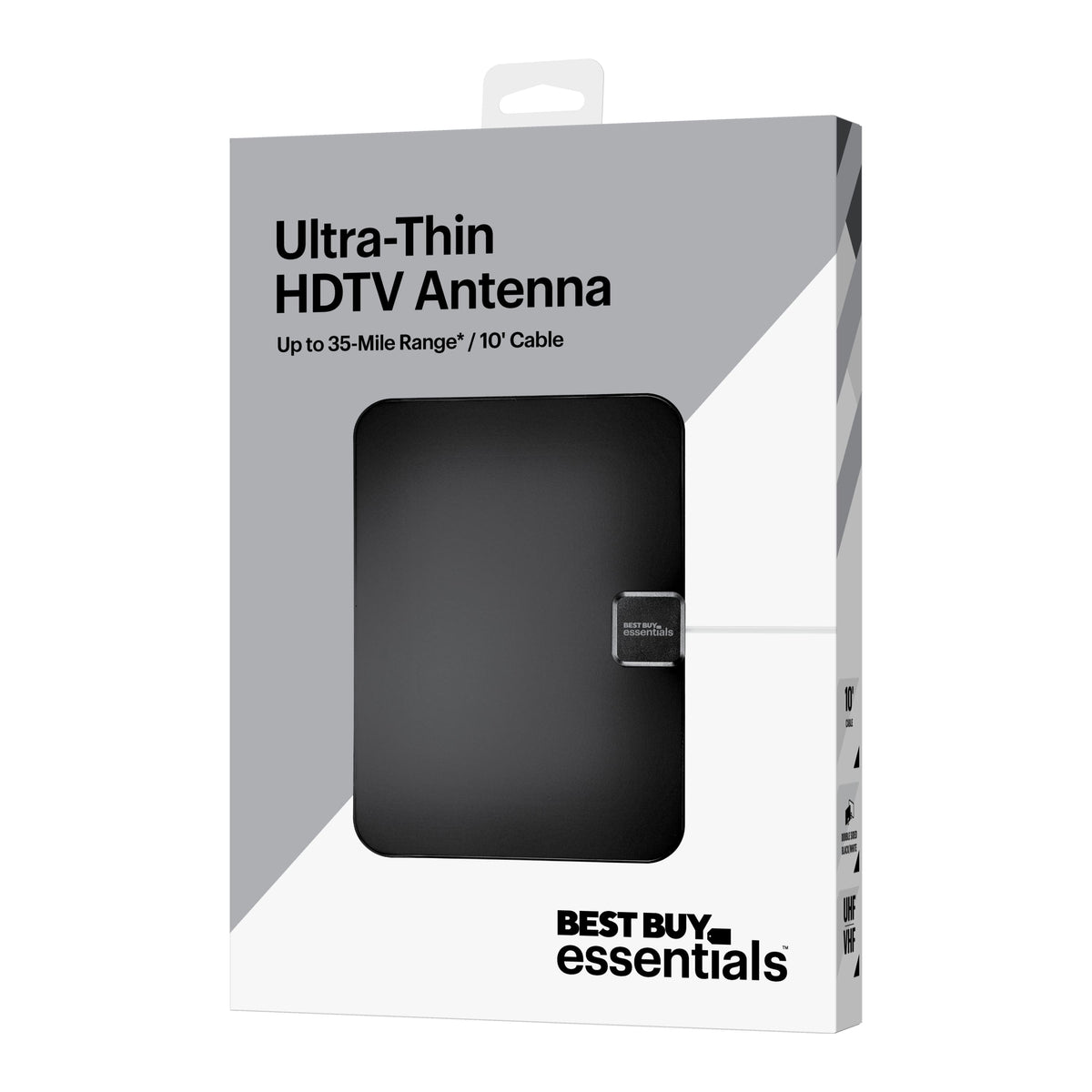 Best Buy essentials™ - Thin Indoor HDTV Antenna - 35 Mile Range - Black/White