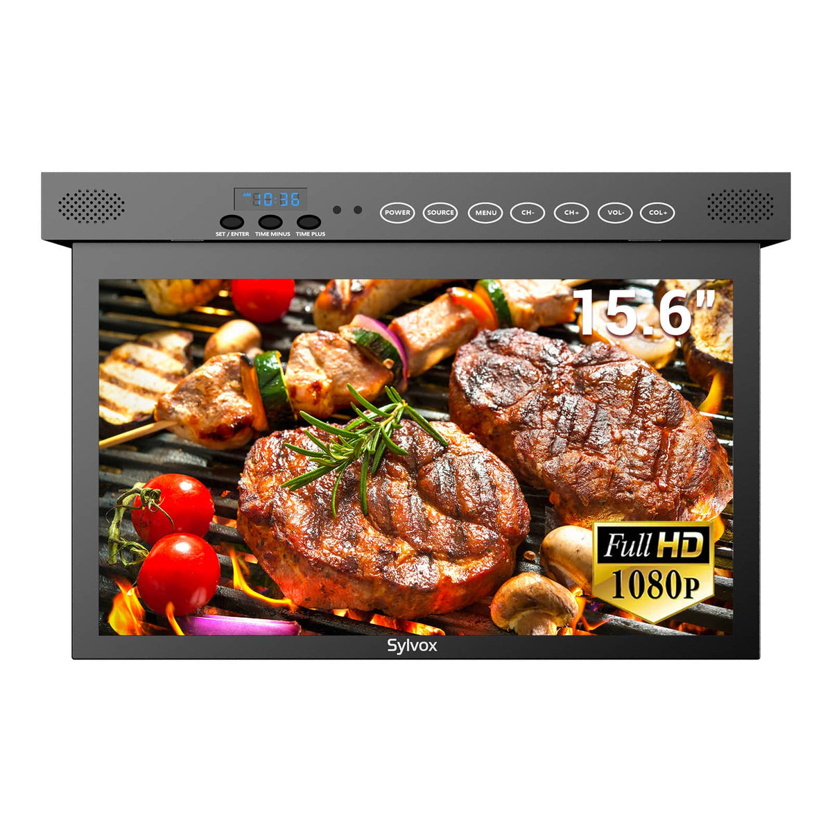 Sylvox - 15.6" Under Cabinet Smart TV, Flip Down Kitchen TV with Google TV, 1080P Display