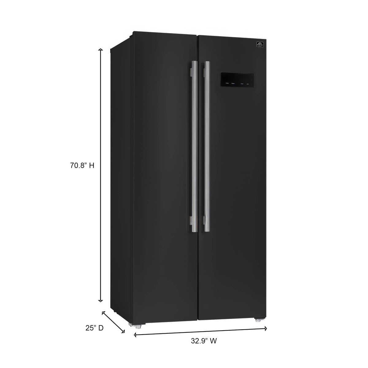 Forno Appliances - 33 in. Wide Salerno 15.6 Cu. Ft. Freestanding Counter-Depth Side-by-Side Refrigerator with Customizable Handles - Black