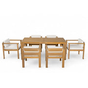Juego de comedor rústico para patio para 6 personas con cojines extraíbles