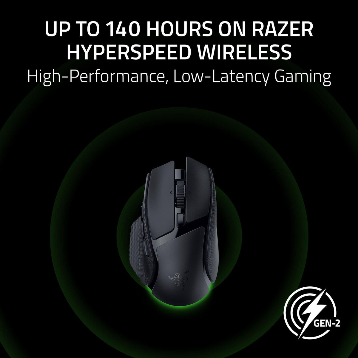 Razer - Basilisk V4 HyperSpeed Ergonomic Gaming Mouse with Chroma RGB Underglow - Wireless - Black