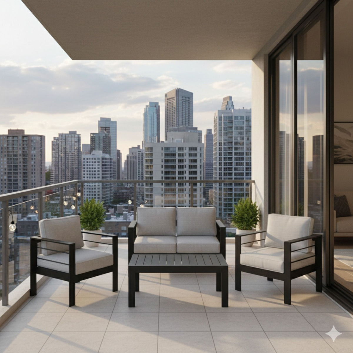 Outdoor Patio Set, All-Weather With Thick Cushions