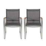 Poetic - Outdoor Dining Chair With Faux Wood Arms And Aluminum Frame (Set of 2) - Gray