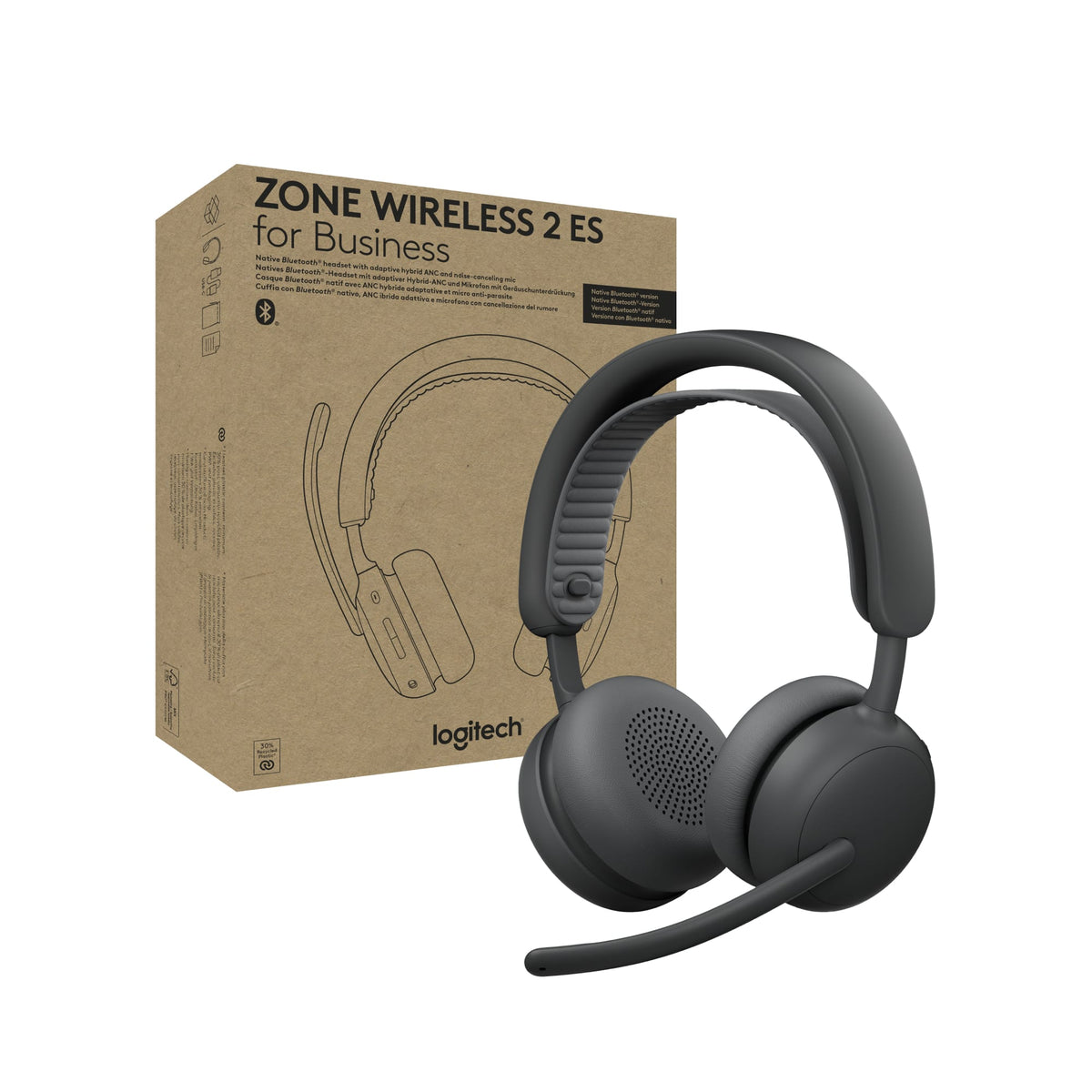 Logitech - Zone Wireless 2 ES Noise Cancelling Headset for Business Teams Version Native Bluetooth - Graphite