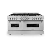 ZLINE - 60 in. Wide 8 Burner Legacy Dual Fuel Range w/ Gas Cooktop & 2 Electric Ovens  (RA-BR-60) - Stainless Steel Look