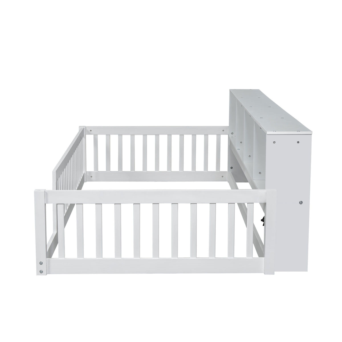 Floor Bed With Storage Cabinets And USB Ports