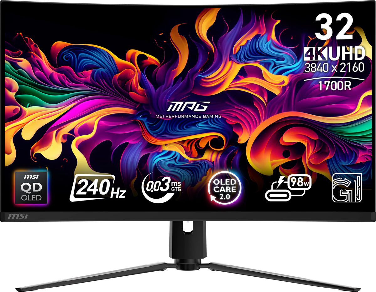 MSI - MPG 321CURX QD-OLED 32" 3840x2160 (UHD) Curved OLED Quantum Dot Monitor 240Hz 0.03ms(GTG) HDR400 Type-C DisplayPort HDMI - Black