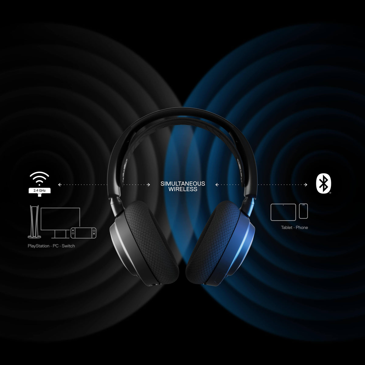 SteelSeries - Arctis Nova 7 Wireless Gaming Headset for PC, PS5, and PS4 - Black