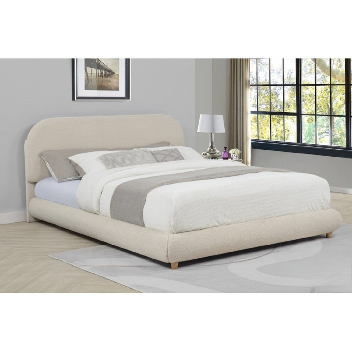 Cama de plataforma contemporánea de perfil bajo