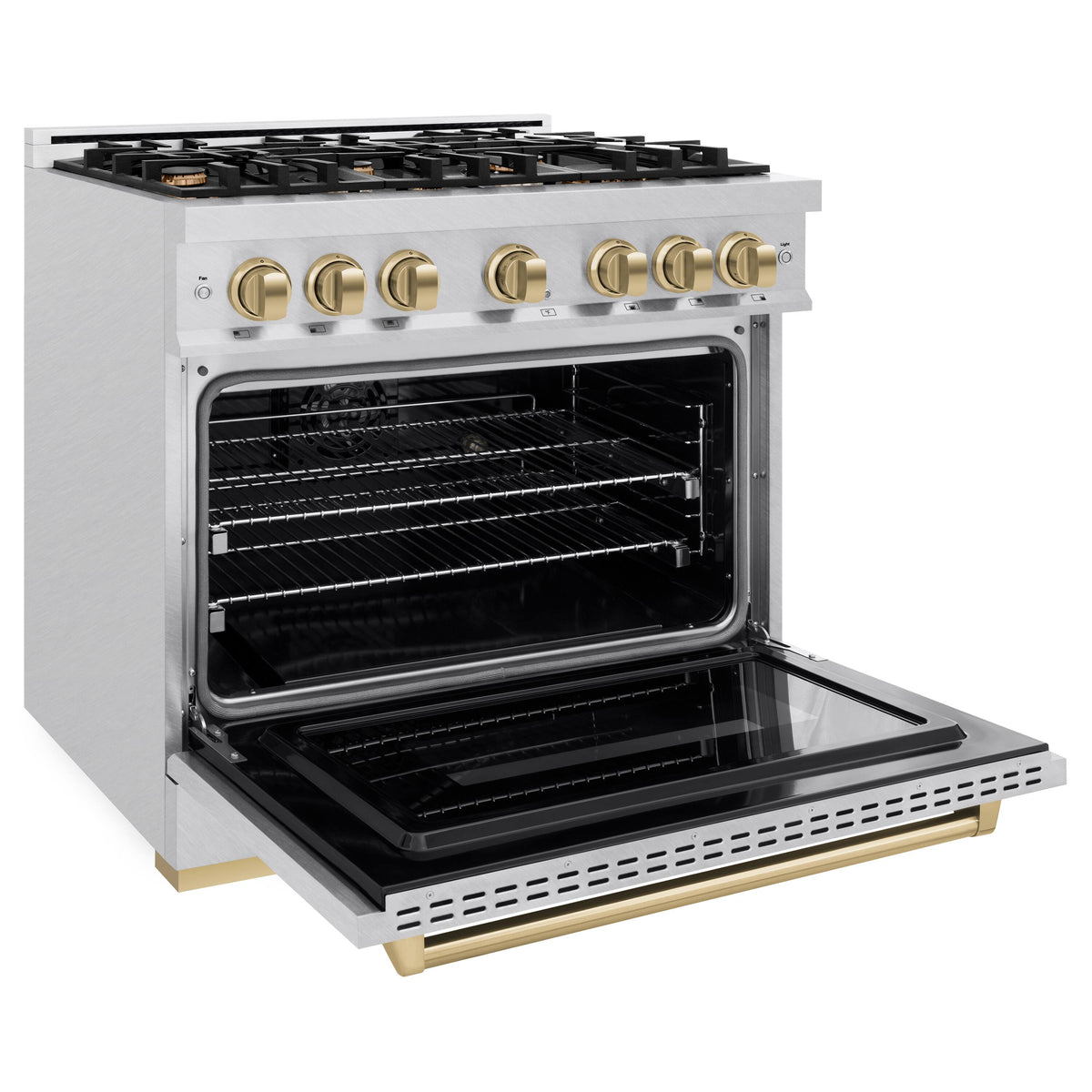 ZLINE - 36 in. Wide 6 Burner Autograph Classic Dual Fuel Satin Steel Range with Bronze Accents (CDRSZ-36-CB) - Stainless Steel