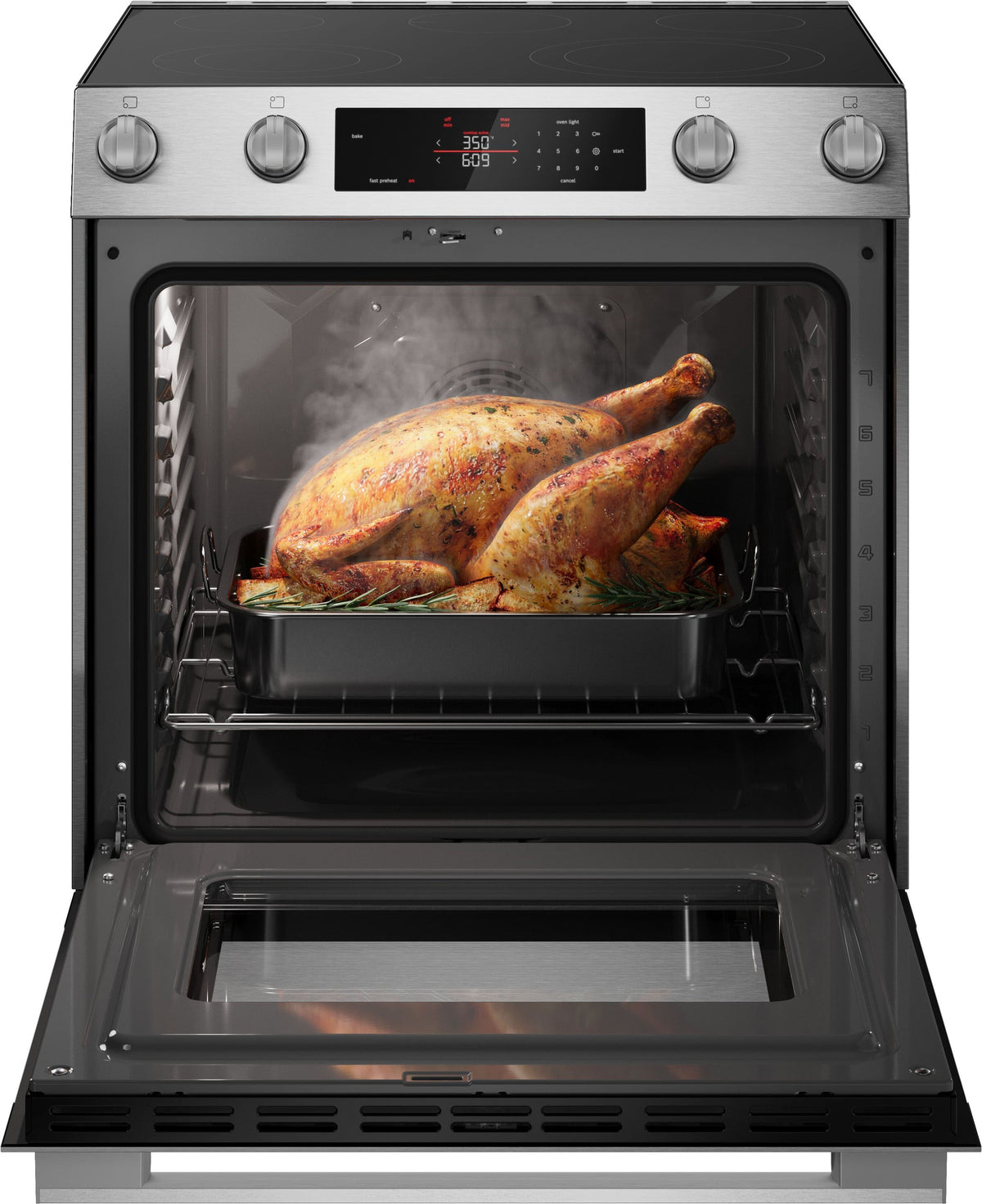 Bosch - 300 Series 30 in. Wide 5.8 Cu. Ft. Slide-In Electric Convection Range with 5 Elements - Stainless Steel