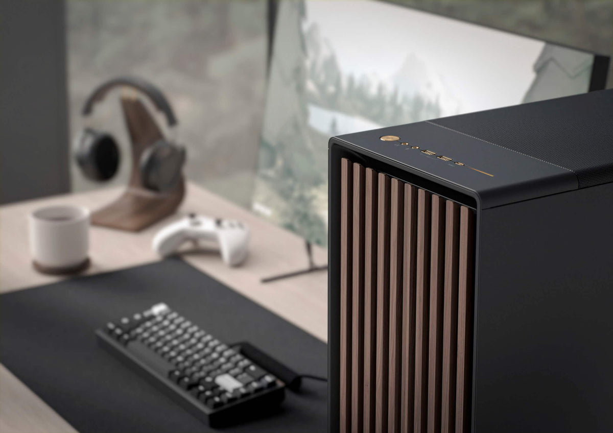 Fractal Design - North Charcoal Black with Walnut Front and Mesh Side Panel Mid-Tower PC Case - Black