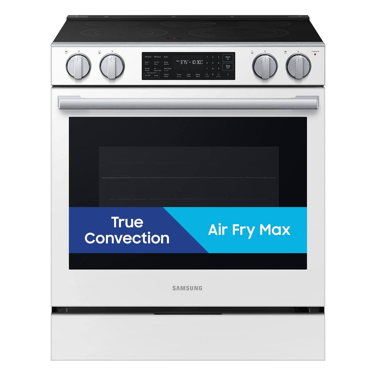 Samsung - 30 in. Wide 4 Burner 6.3 cu. ft. Bespoke Smart Slide-In Electric Range with No Preheat Air Fry Max and True Convection - Fingerprint Resistant White